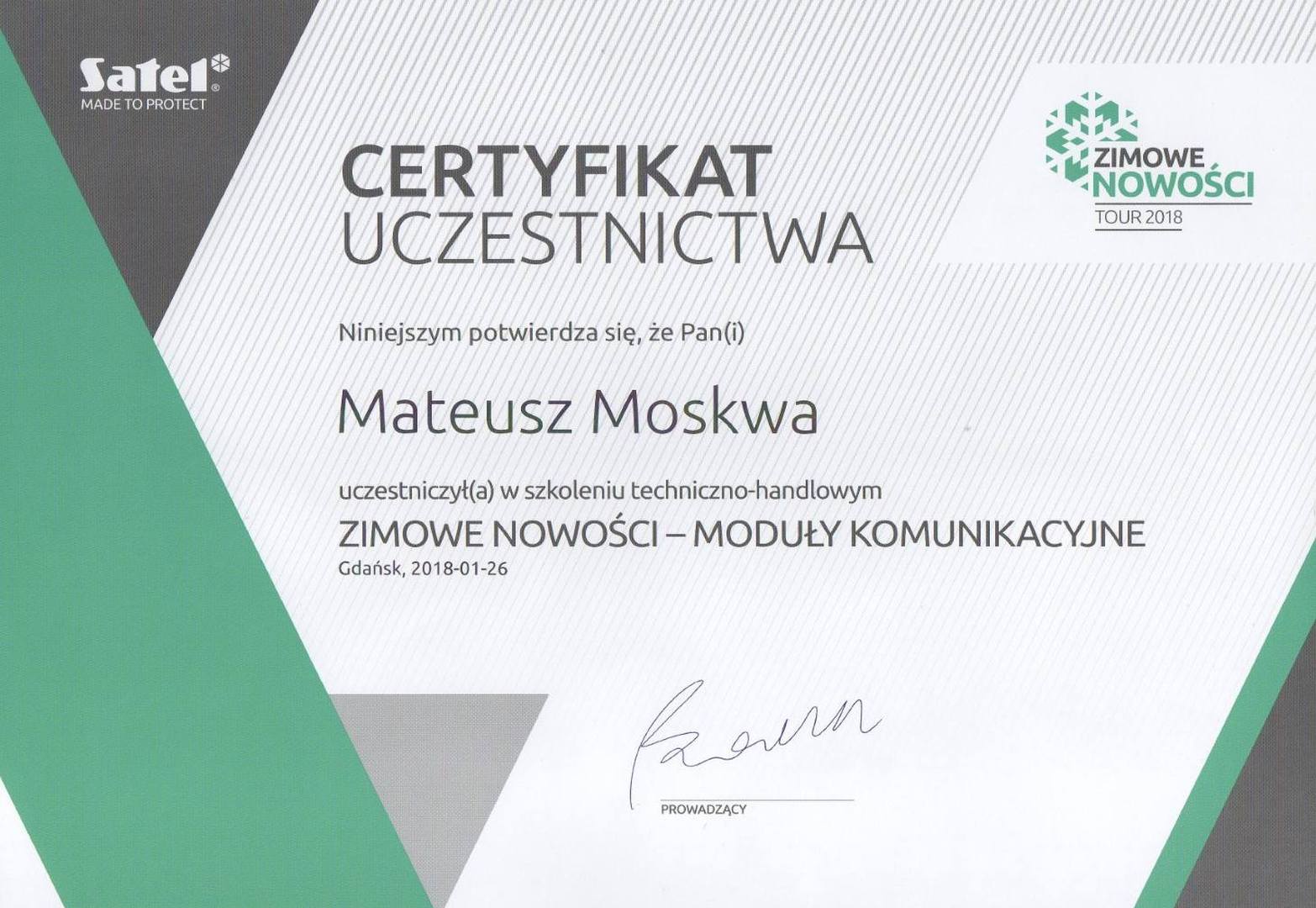 Certyfikat Uczestnictwa